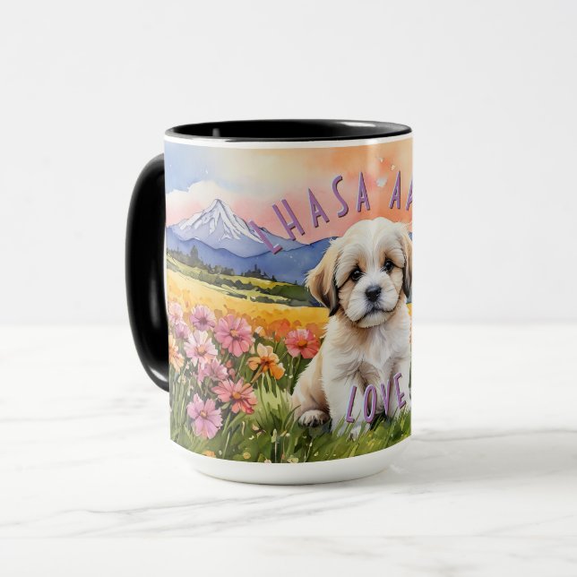Caneca De Café Lhasa Apso Puppy Sunrise Combo Mug (Frente Esquerda)