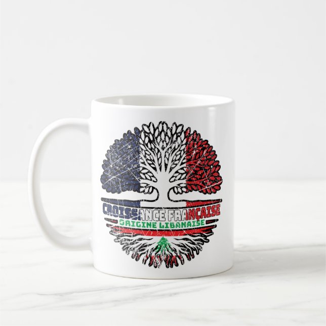 Caneca De Café Líbano Libanês França Francês Árvore Bandeira (Esquerda)