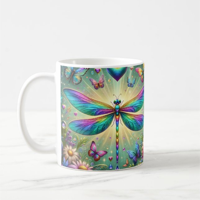 Caneca De Café Libélula Arco-íris (Esquerda)