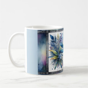 Caneca De Café Libélula Azul Aquarela Botânica