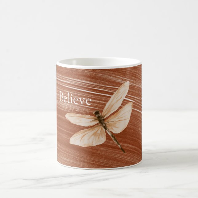 Caneca De Café Libélula Creme Marrom (Centro)