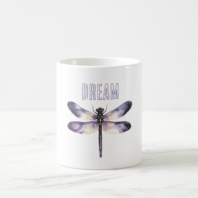 Caneca De Café Libélula Estrelas Douradas Roxas (Centro)