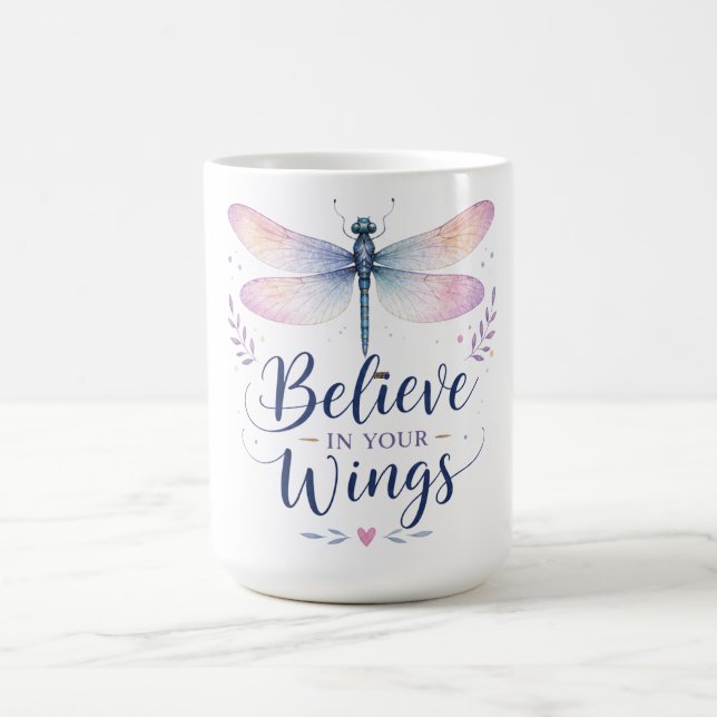 Caneca De Café Libélula Inspiradora/Acredite Em Suas Asas (Centro)