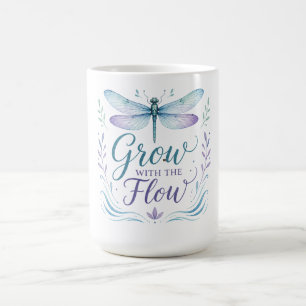 Caneca De Café Libélula Inspiradora/Cresça Com o Fluxo