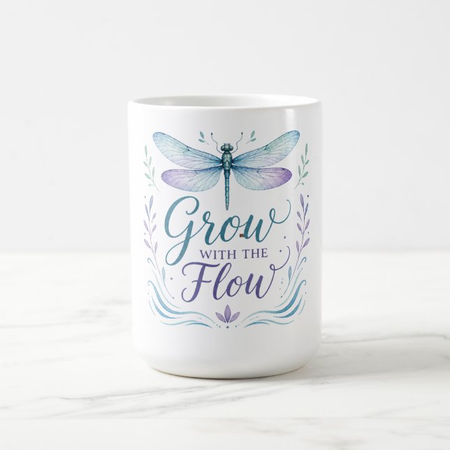 Caneca De Café Libélula Inspiradora/Cresça Com o Fluxo (Centro)