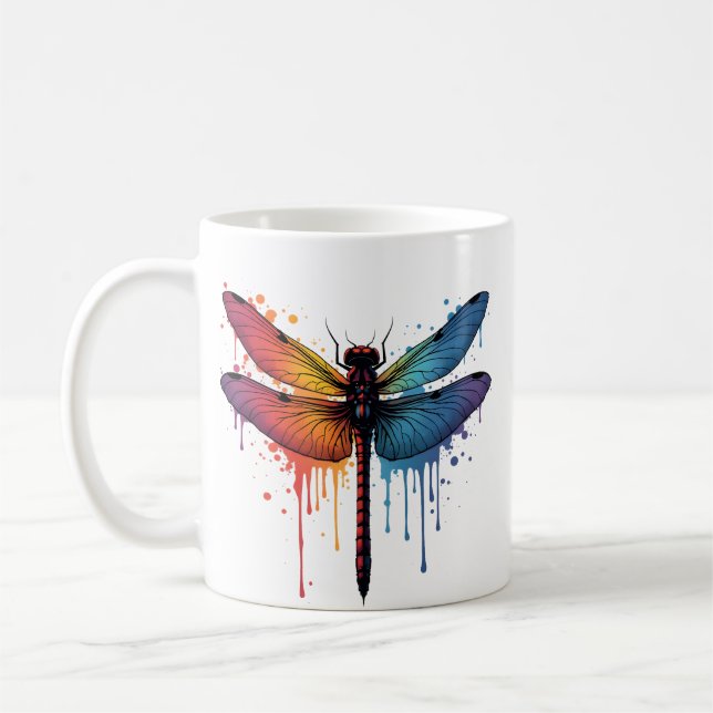 Caneca De Café Libélula Legal em Libélula pintada colorida (Esquerda)