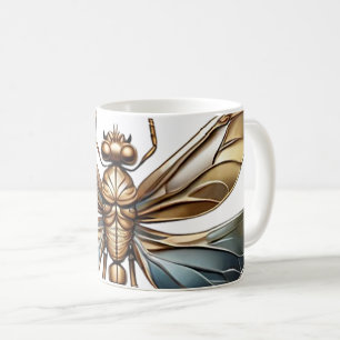 Caneca De Café Libélula Metálica