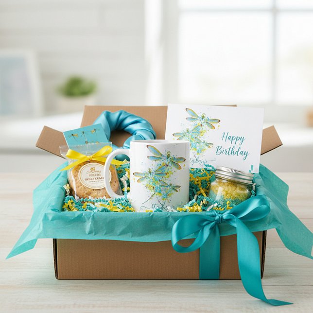 Caneca De Café Libélula Teal personalizada respingada (Criador carregado)