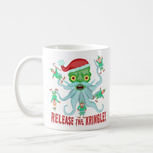 Caneca De Café Liberação engraçada do Natal o Kringle Papai Noel (Esquerda)