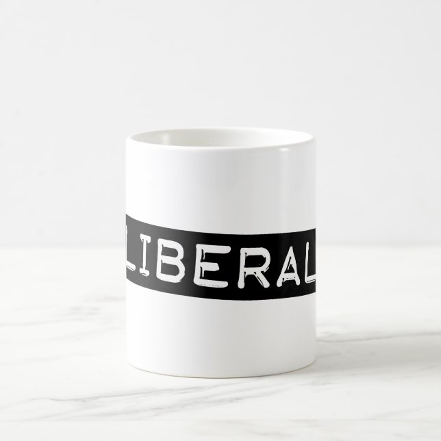 Caneca De Café Liberal Label Tape Engraçado Democrata (Centro)