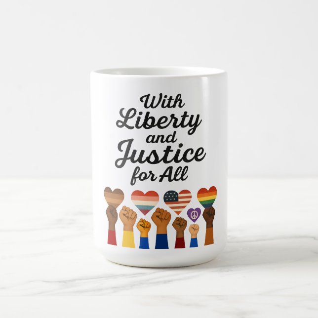 Caneca De Café Liberdade e justiça para todos protestam (Centro)