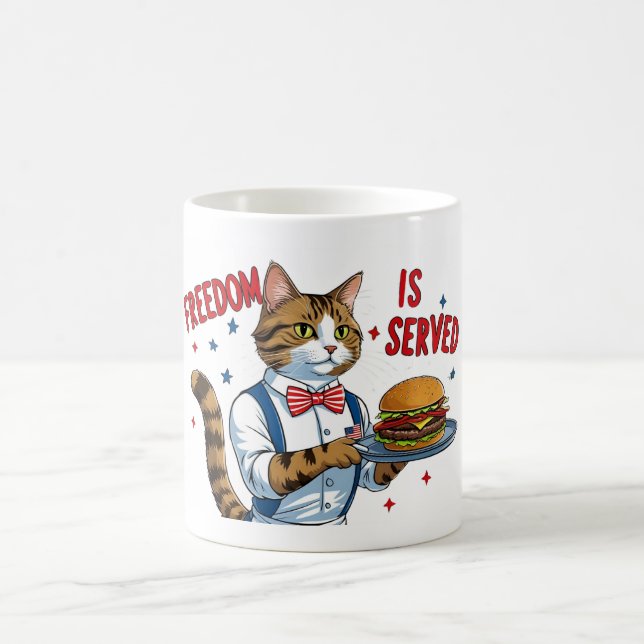 Caneca De Café Liberdade é servida - Gato de gato engraçado (Centro)