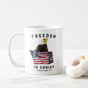 Caneca De Café Liberdade em Cristo Águia Americana & Bandeira dos