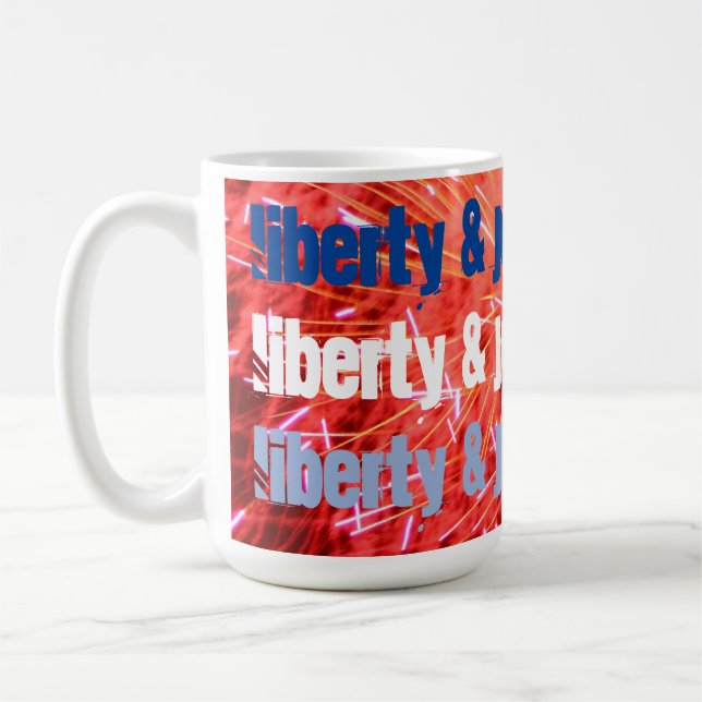 Caneca De Café "Liberdade & Justiça Para Todos" - 4 de Julho (Esquerda)