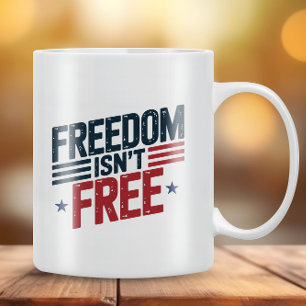 Caneca De Café Liberdade Não É Grátis - Design Patriótico Vermelh