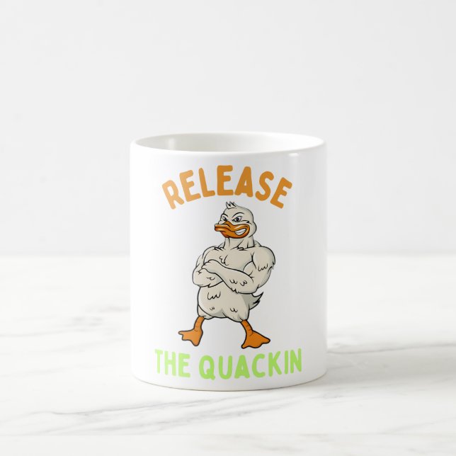Caneca De Café Libere O Quackin Duck Gym Bodybuilder (Centro)