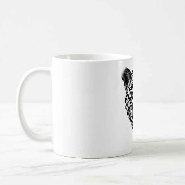 Caneca De Café Libere Seu Lado Selvagem - Cabeça Leopardo Realist (Esquerda)