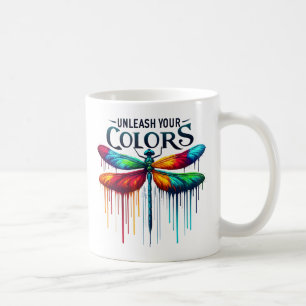 Caneca De Café Libere suas cores - Dragonfly artística