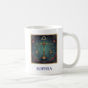 Caneca De Café Libra Azul Zodíaco Celestial