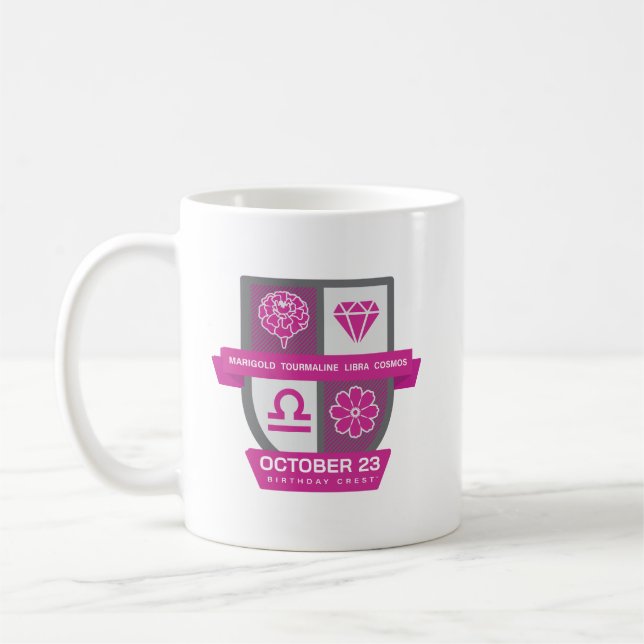 Caneca De Café Libra Birthday Crest™ for October 1-23 Mug (Esquerda)