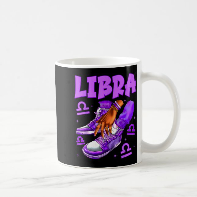 Caneca De Café Libra Girl Birthday Black Woman Sneakers Zodiac Si (Direita)