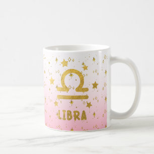 Caneca De Café Libra Zodiac Blue e Dourada Astrologia Mug