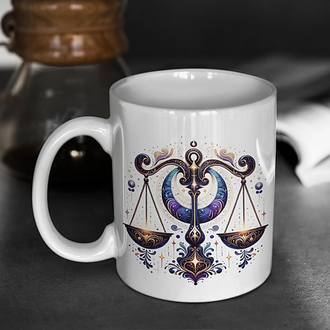 Caneca De Café Libra Zodiac - Cama Personalizada Elegante (Criador carregado)