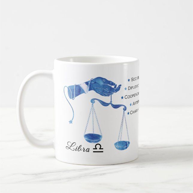 Caneca De Café Libra Zodiac Traços (Esquerda)