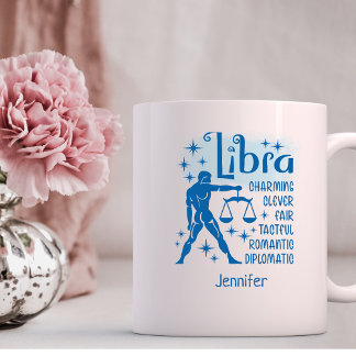 Caneca De Café Libra Zodiac Traços Personalizados Horoscópio