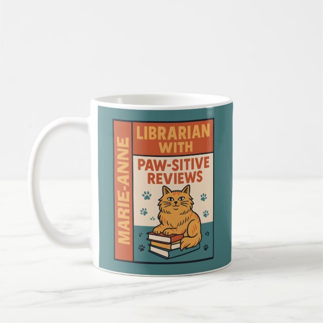 Caneca De Café Librarian With Paw-sitive Reviews Cat & Book Lover (Esquerda)