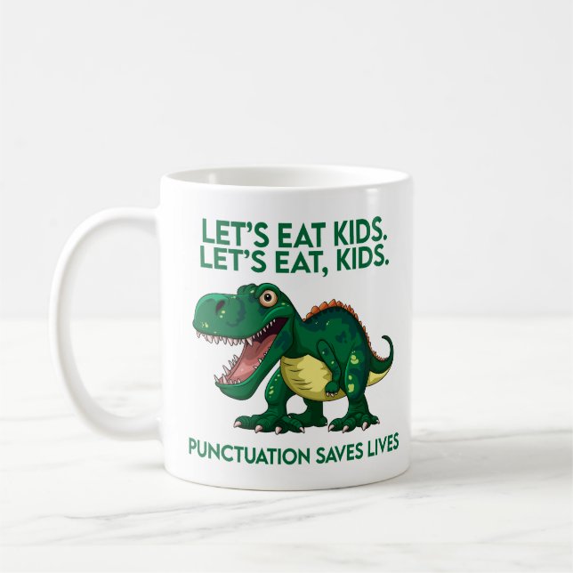 Caneca De Café Lição de Gramática do Dinossauro Divertido (Esquerda)