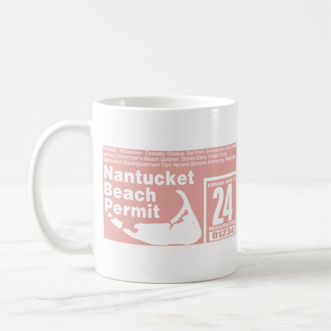 Caneca De Café Licença de praia de Nantucket 2024 — salmão (Esquerda)