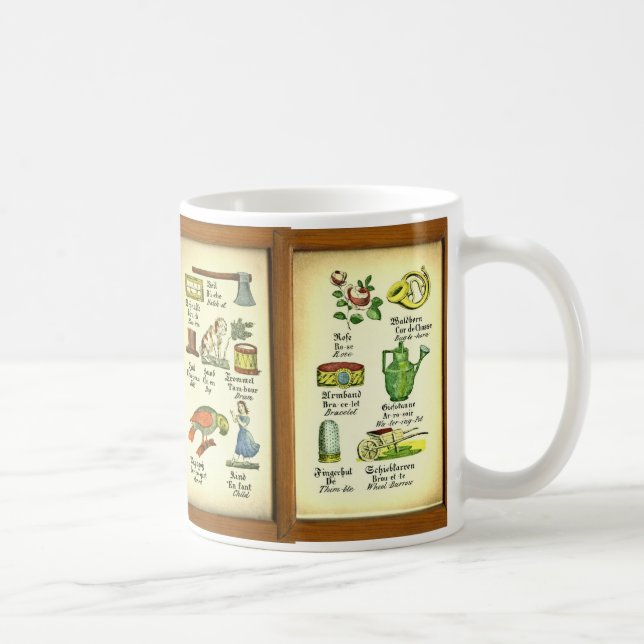 Caneca De Café Lições de língua inglesa alemão-francês antigas (Direita)