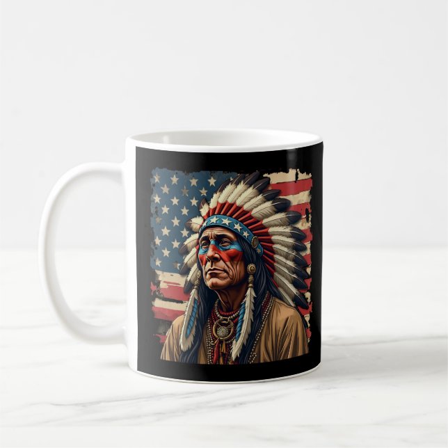 Caneca De Café Líder Indiano Patriótico Americano (Esquerda)