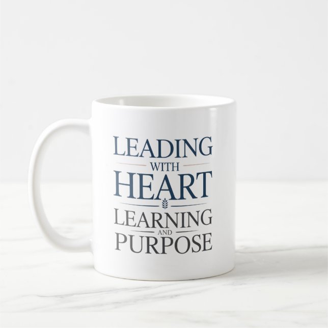 Caneca De Café Liderando com Aprendizado e Propósito de Coração (Esquerda)