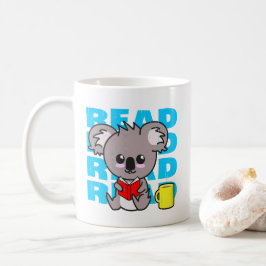 Caneca De Café Lido: Leitura de Livro e Café de Koala Cute