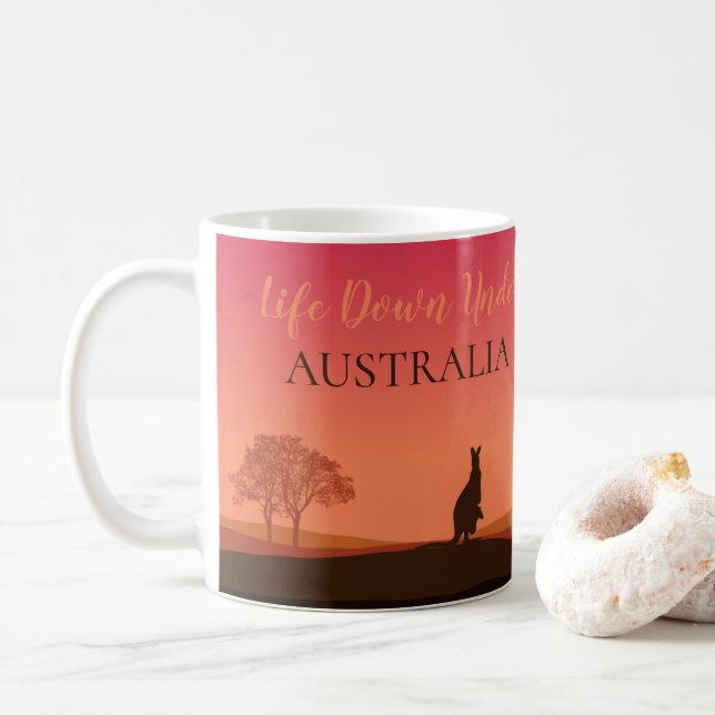 Caneca de Café Life Down Under Canguru Austrália (Com Donut)