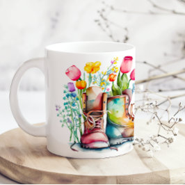 Caneca De Café Life Is Better In The Garden Floral Boots