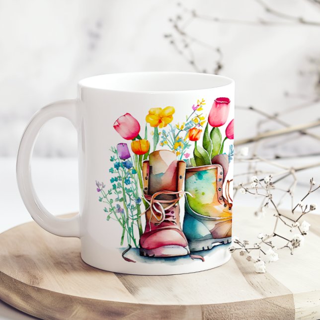 Caneca De Café Life Is Better In The Garden Floral Boots (Criador carregado)