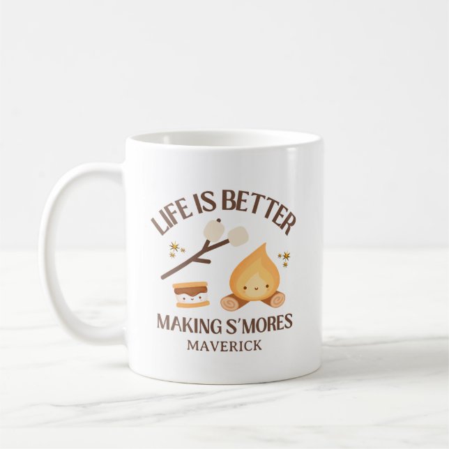 Caneca De Café Life Is Better Making S'mores Birthday  (Esquerda)