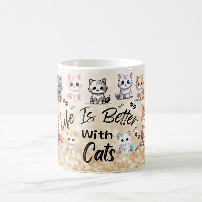 Caneca De Café Life is better with cats (Centro)