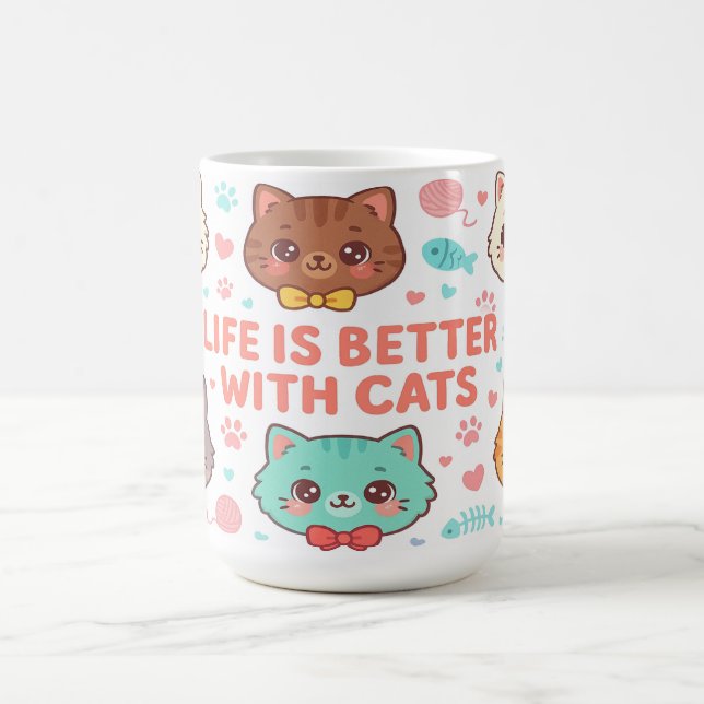 Caneca De Café Life is Better With Cats - Cat Lovers Gift (Centro)
