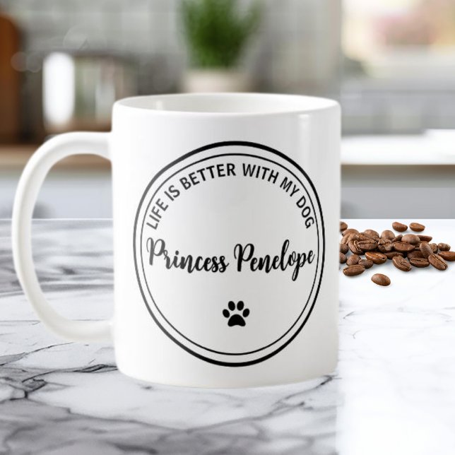 Caneca De Café Life Is Better With My Dog Personalized Mug (Criador carregado)