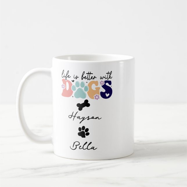 Caneca De Café Life Is Better With Puppy Dogs Cute Dog Lover (Esquerda)