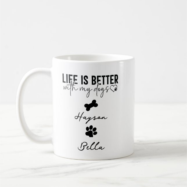 Caneca De Café Life Is Better With Puppy Dogs Cute Dog Lover (Esquerda)