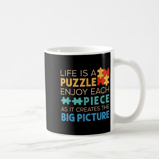Caneca De Café Life Is Puzzle Enjoy Each Ece _ Jigsaw Puzzle Love (Direita)