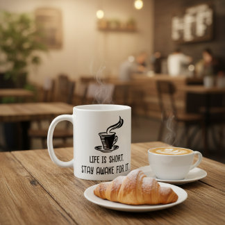 Caneca De Café Life Is Short Stay Awake For It Funny Coffee Lover