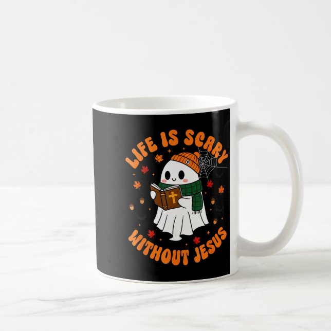Caneca De Café Life Is Y Without Jesus - Christian Halloween  (Direita)