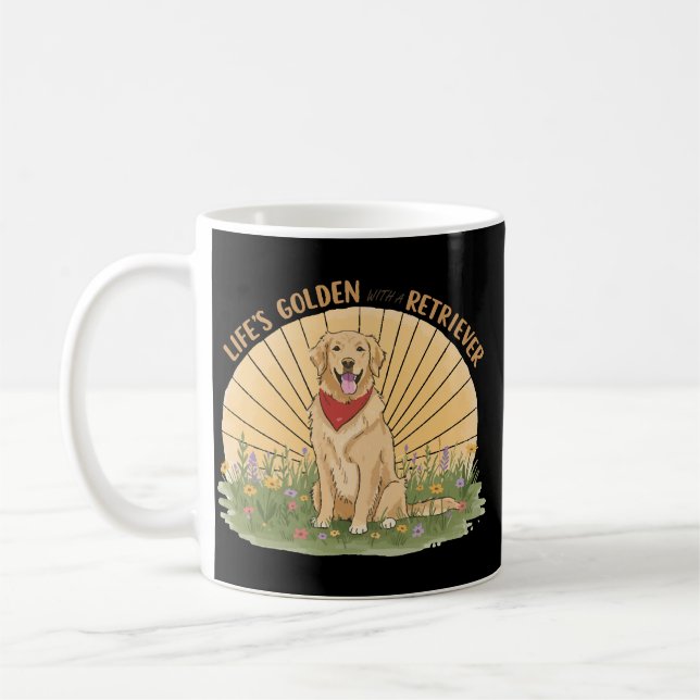 Caneca De Café Life�s Golden with a Retriever Cute -Golden design (Esquerda)