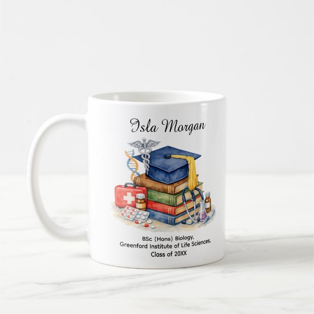 Caneca De Café 🎓Life Sciences Achievement Graduation Mug (Esquerda)